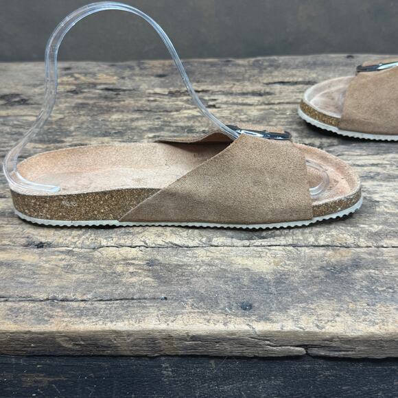 Yokono Brown Suede Leather Slide Sandals Women’s 6.5 Made in Spain Buckle - Picture 9 of 13